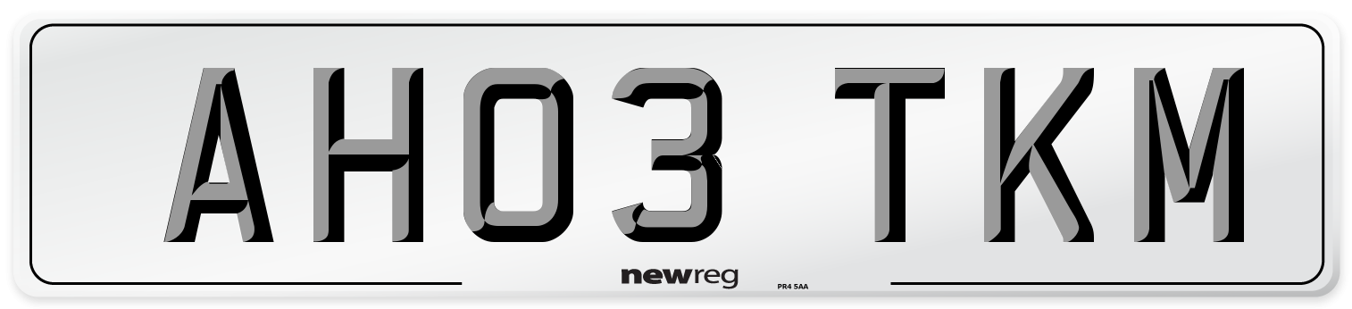 AH03 TKM Number Plate from New Reg